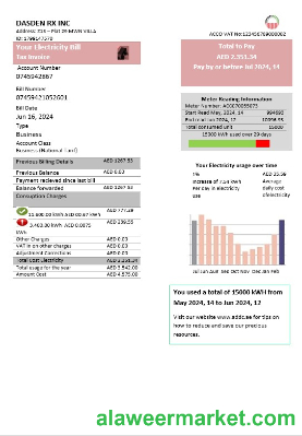 UAE Abu Dhabi Distribution electricity utility bill